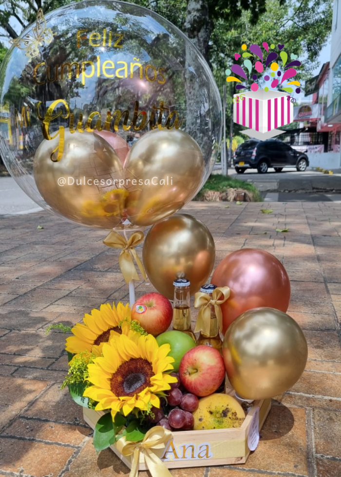 arreglo con frutas , ancheta sorpresa, detalles que enamoran , envios a domicilio cali