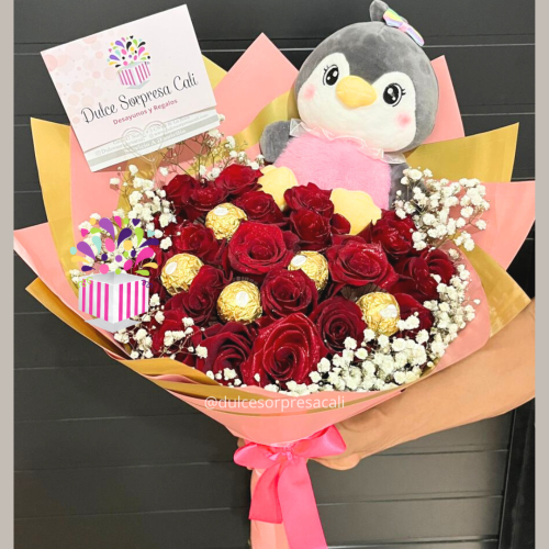 PINGUINO CON ROSAS
